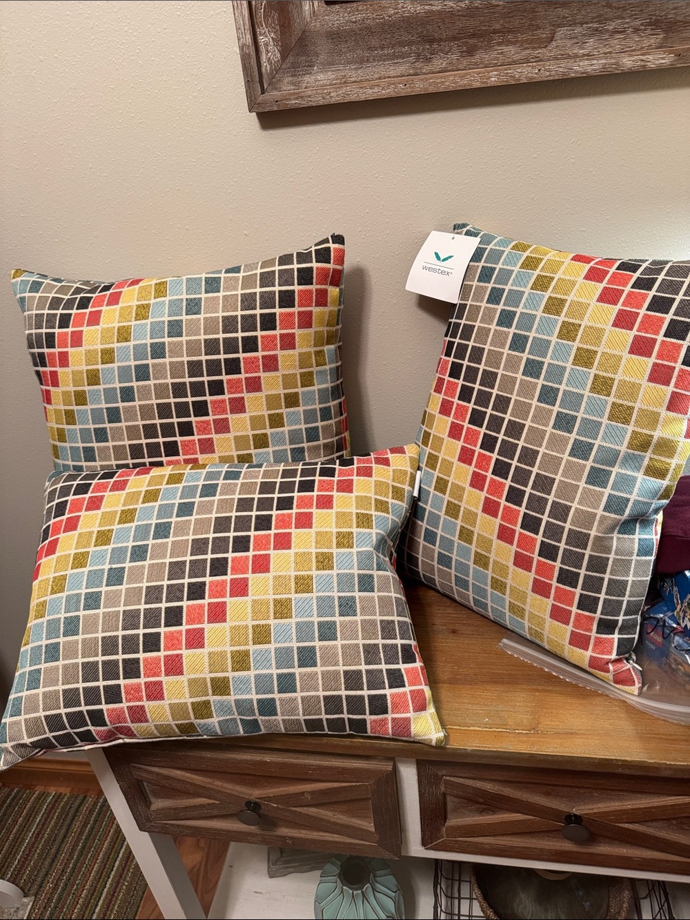 New Multicolor Geometric Down-filled Tapestry Throw Pillow - Set of 3